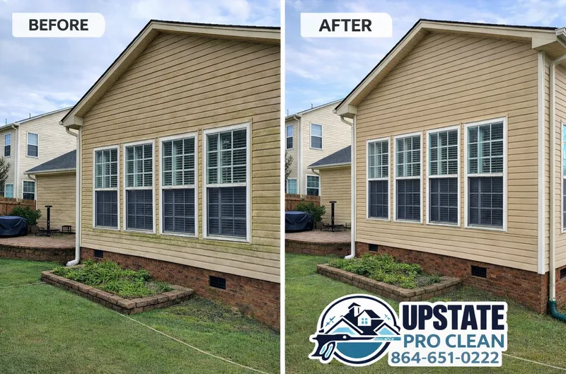 Before and after house washing by Upstate Pro Clean