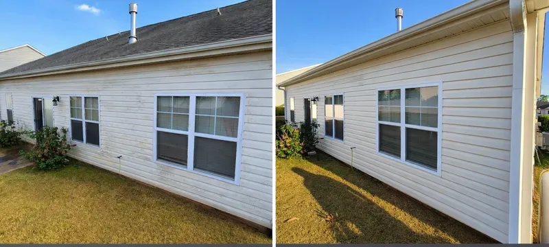 Before and after patio area cleaning