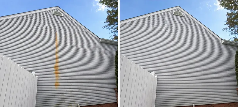 Before and after fence area cleaning