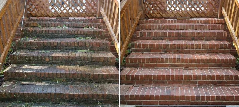 Before and after deck stairs cleaning